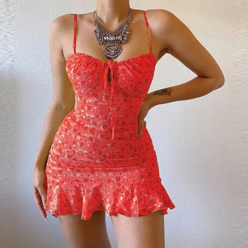 Floral Mini Dress Summer Casual Sexy Camisole Outfit