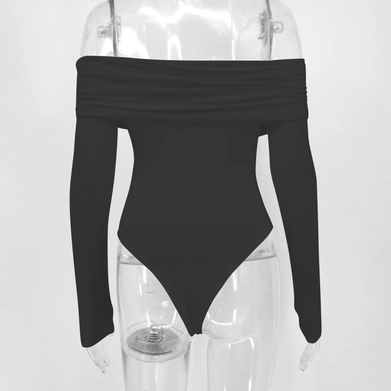 Off Shoulder Long Sleeve Bodysuit Elegant Slim Fit Off Shoulder Long Sleeve Bodysuit Elegant Slim Fit