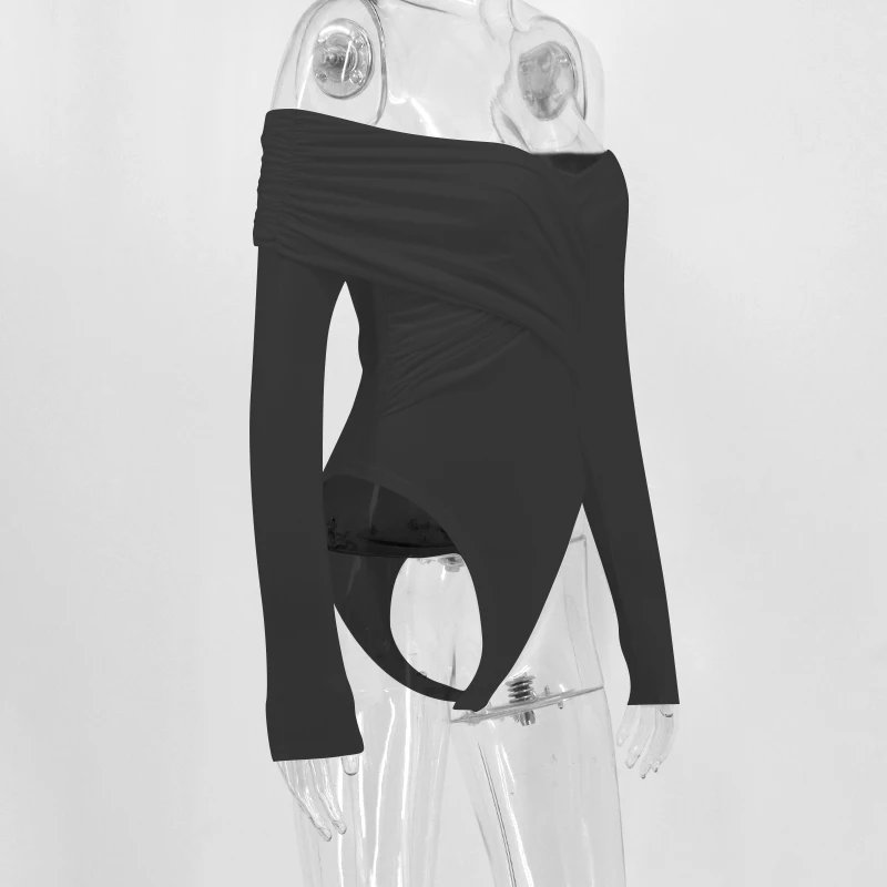 Off Shoulder Long Sleeve Bodysuit Elegant Slim Fit Off Shoulder Long Sleeve Bodysuit Elegant Slim Fit