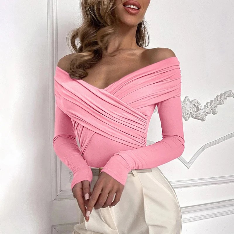Off Shoulder Long Sleeve Bodysuit Elegant Slim Fit Off Shoulder Long Sleeve Bodysuit Elegant Slim Fit