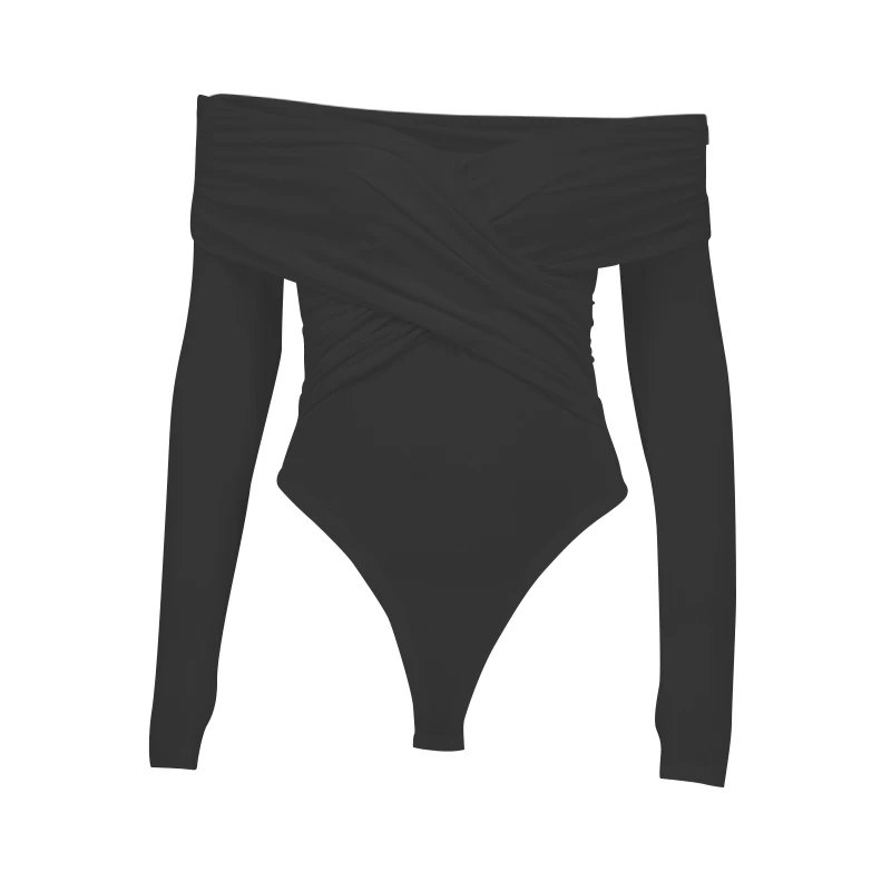 Off Shoulder Long Sleeve Bodysuit Elegant Slim Fit Off Shoulder Long Sleeve Bodysuit Elegant Slim Fit