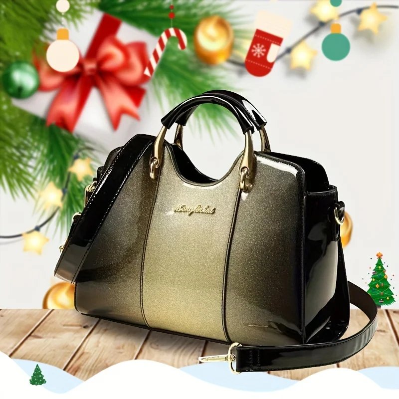 Women’s glossy PU leather gradient handbag