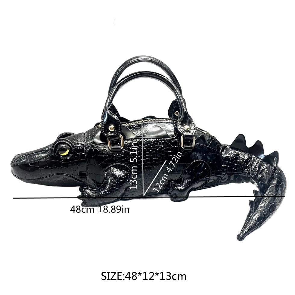 Women’s crocodile shaped PU leather handbag