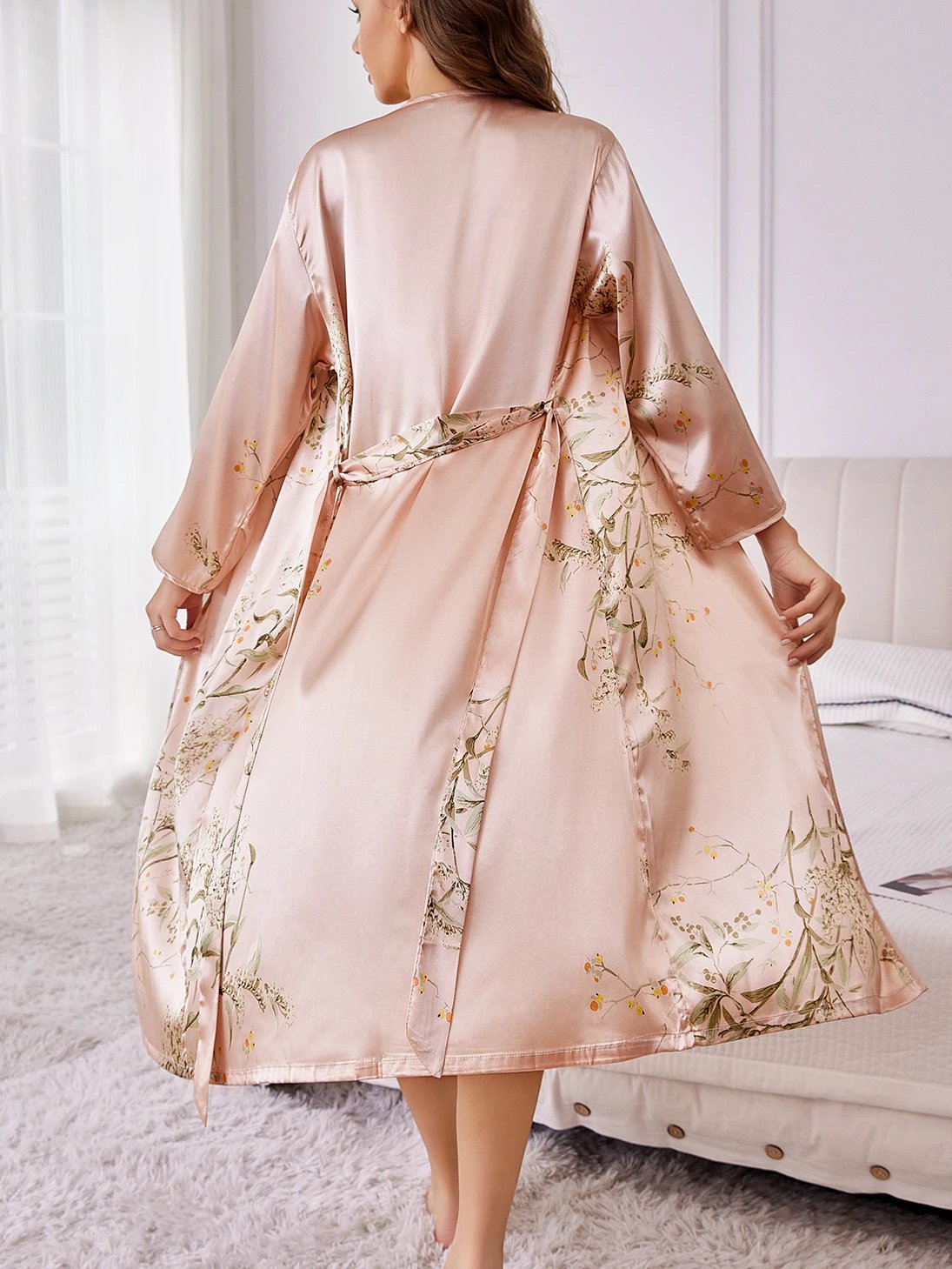 Floral Satin Nightdress Set – Women’s Elegant Sleepwear
