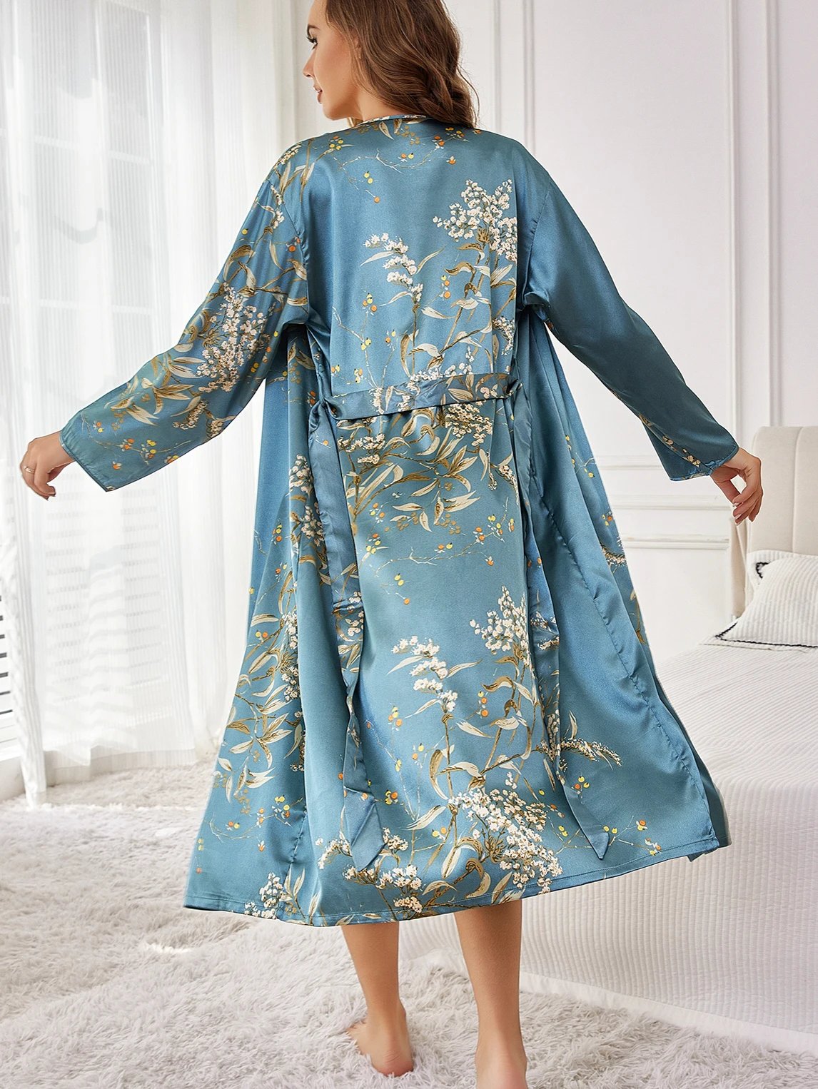 Floral Satin Nightdress Set – Women’s Elegant Sleepwear