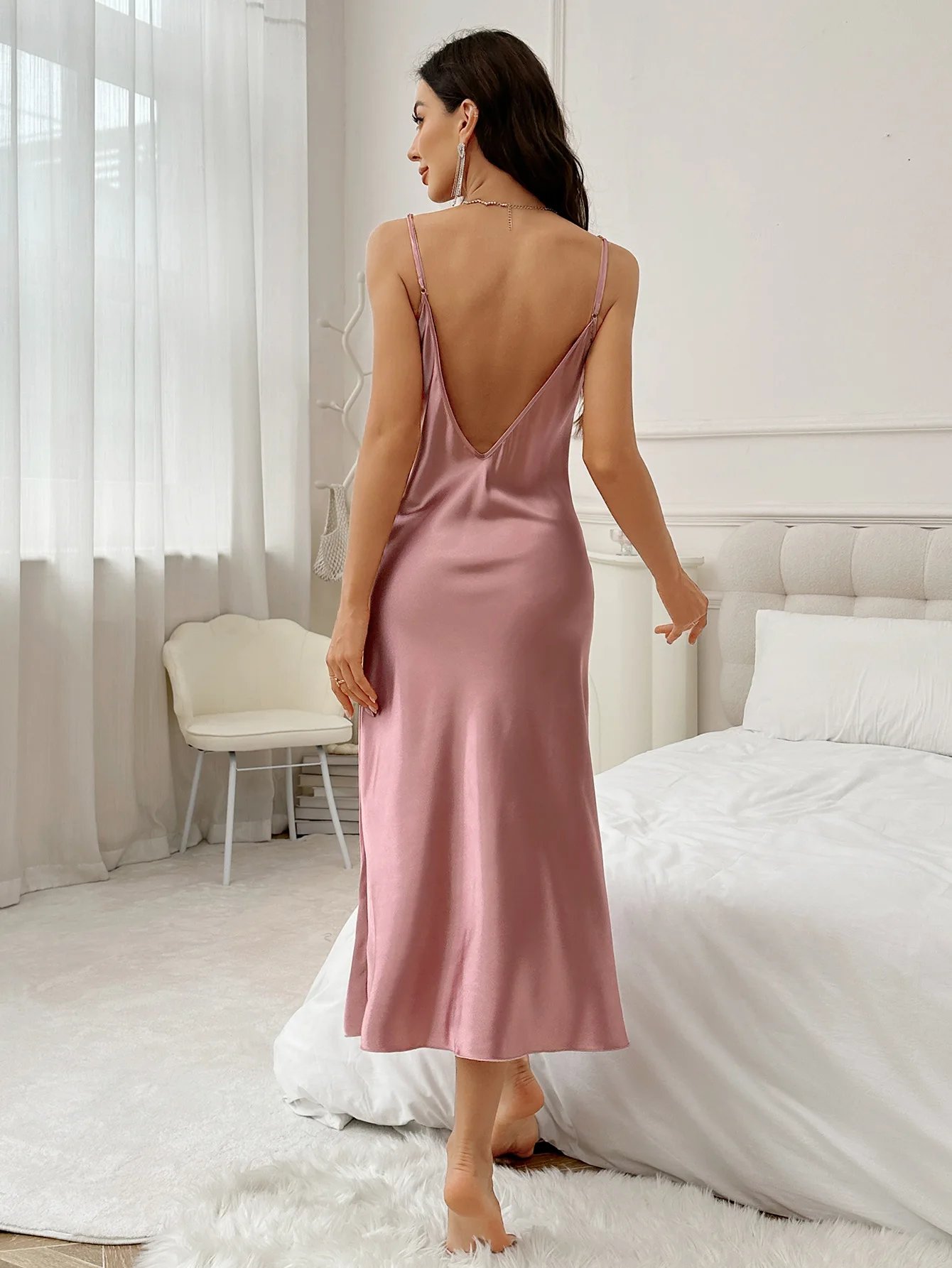 Leopard Print Satin Nightdress – Women’s Sexy Sleepwear Leopard Print Satin Nightdress – Women’s Sexy Sleepwear