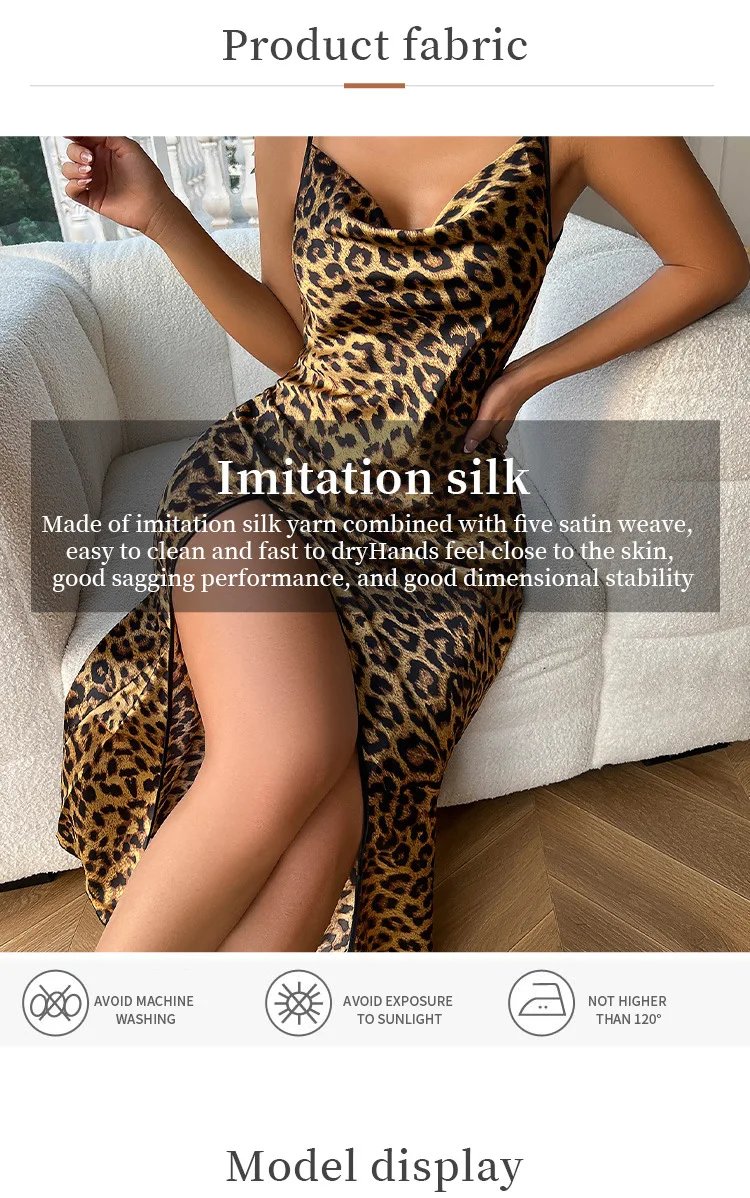 Leopard Print Satin Nightdress – Women’s Sexy Sleepwear Leopard Print Satin Nightdress – Women’s Sexy Sleepwear