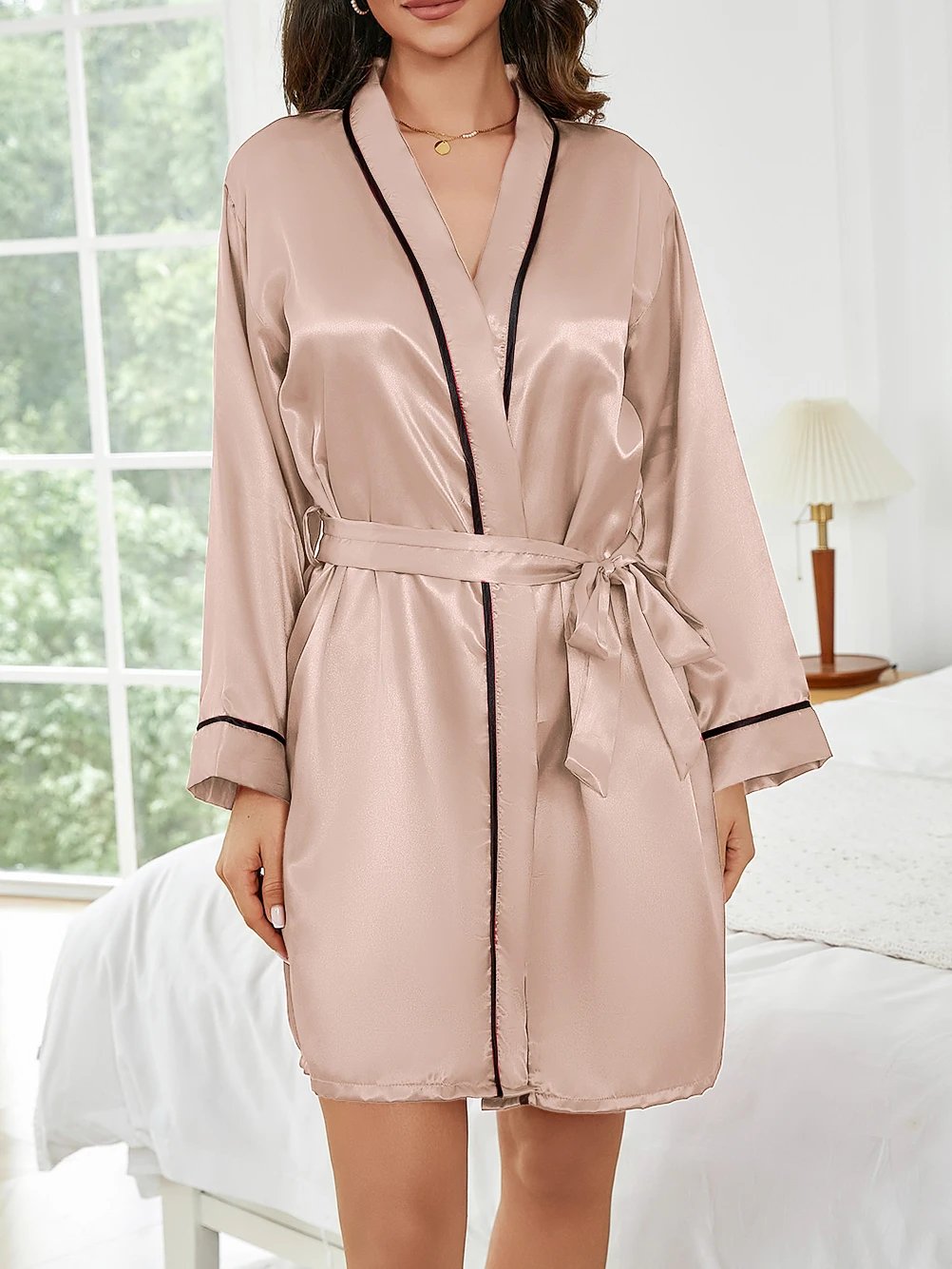Pure Color Satin Short Robe – Women’s Sleepwear