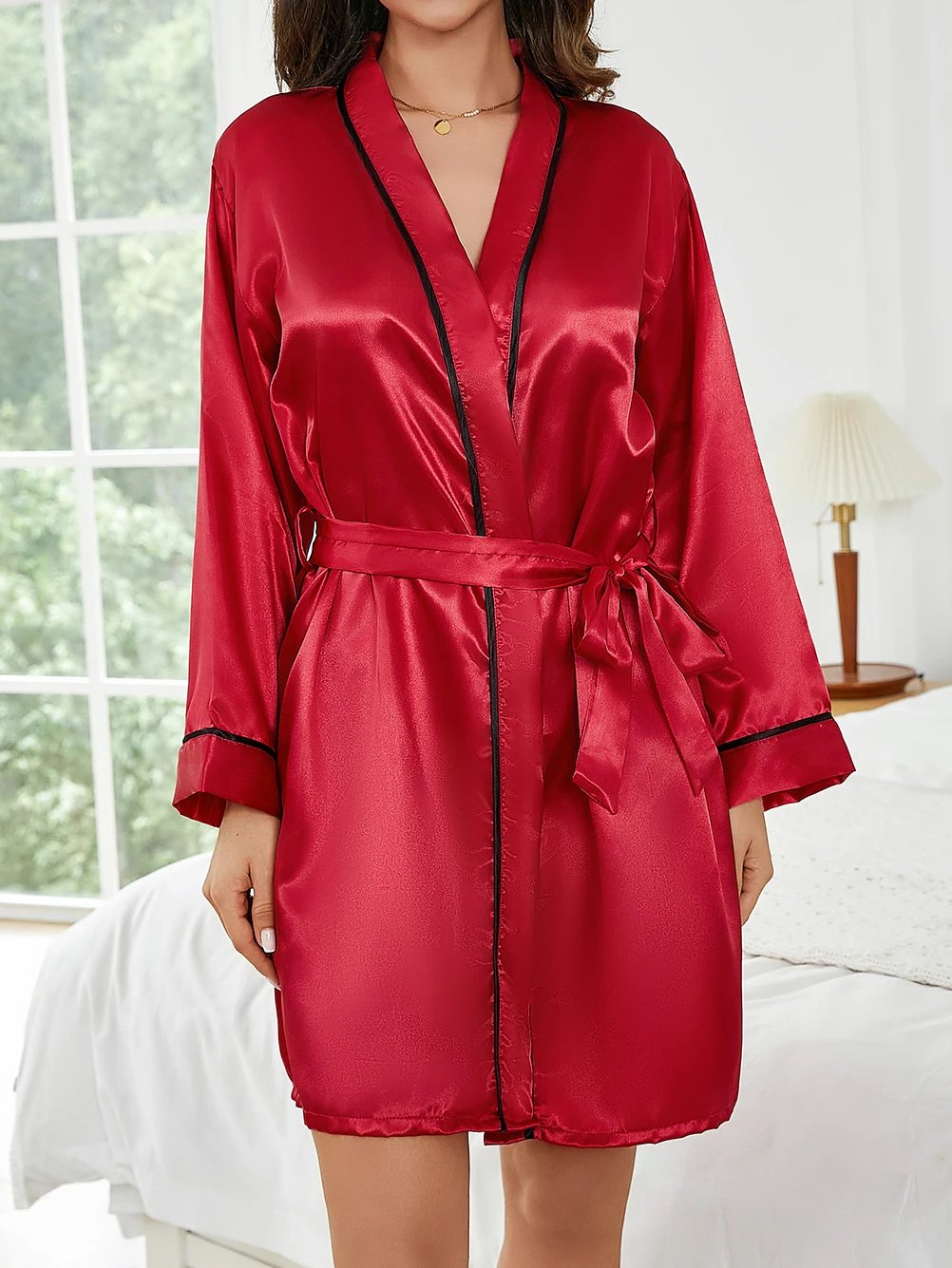 Pure Color Satin Short Robe – Women’s Sleepwear