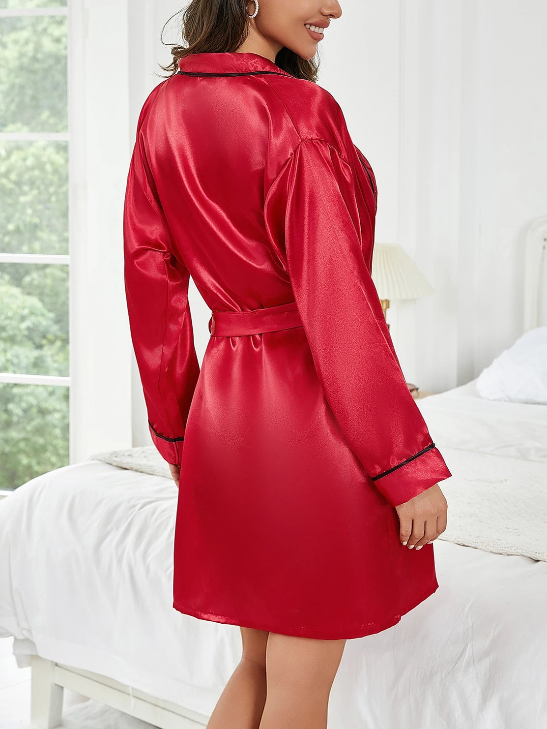 Pure Color Satin Short Robe – Women’s Sleepwear