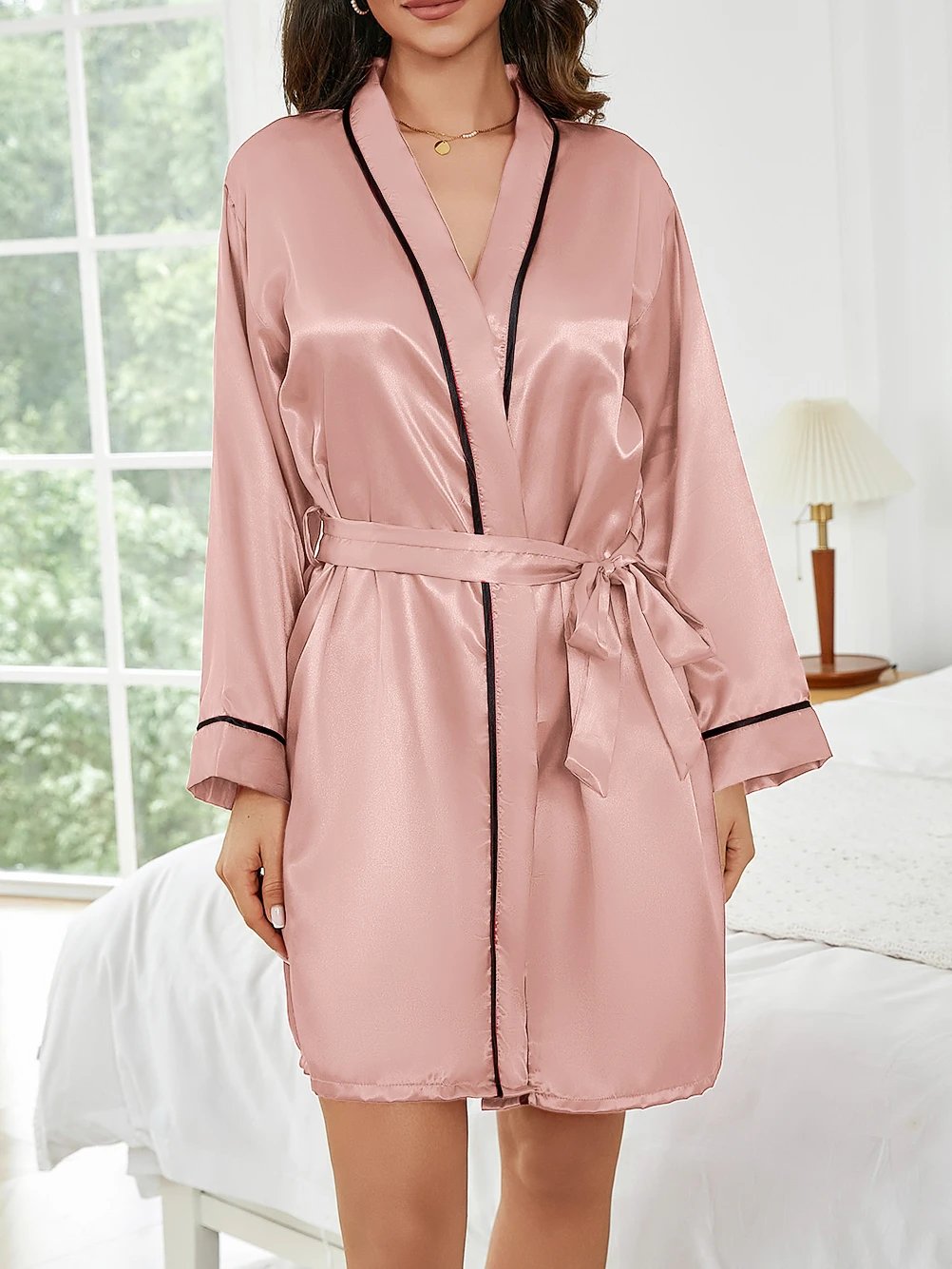 Pure Color Satin Short Robe – Women’s Sleepwear
