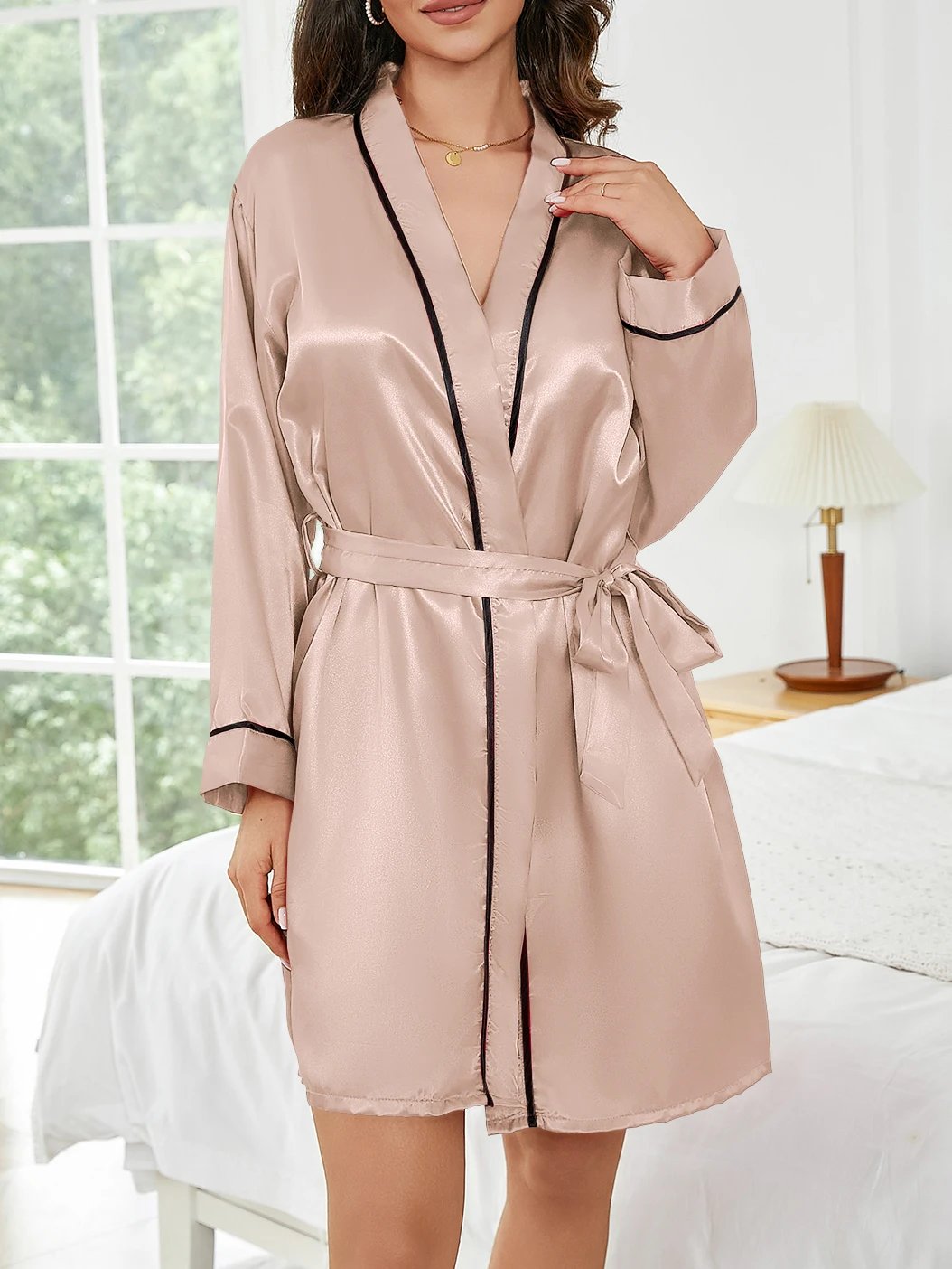 Pure Color Satin Short Robe – Women’s Sleepwear