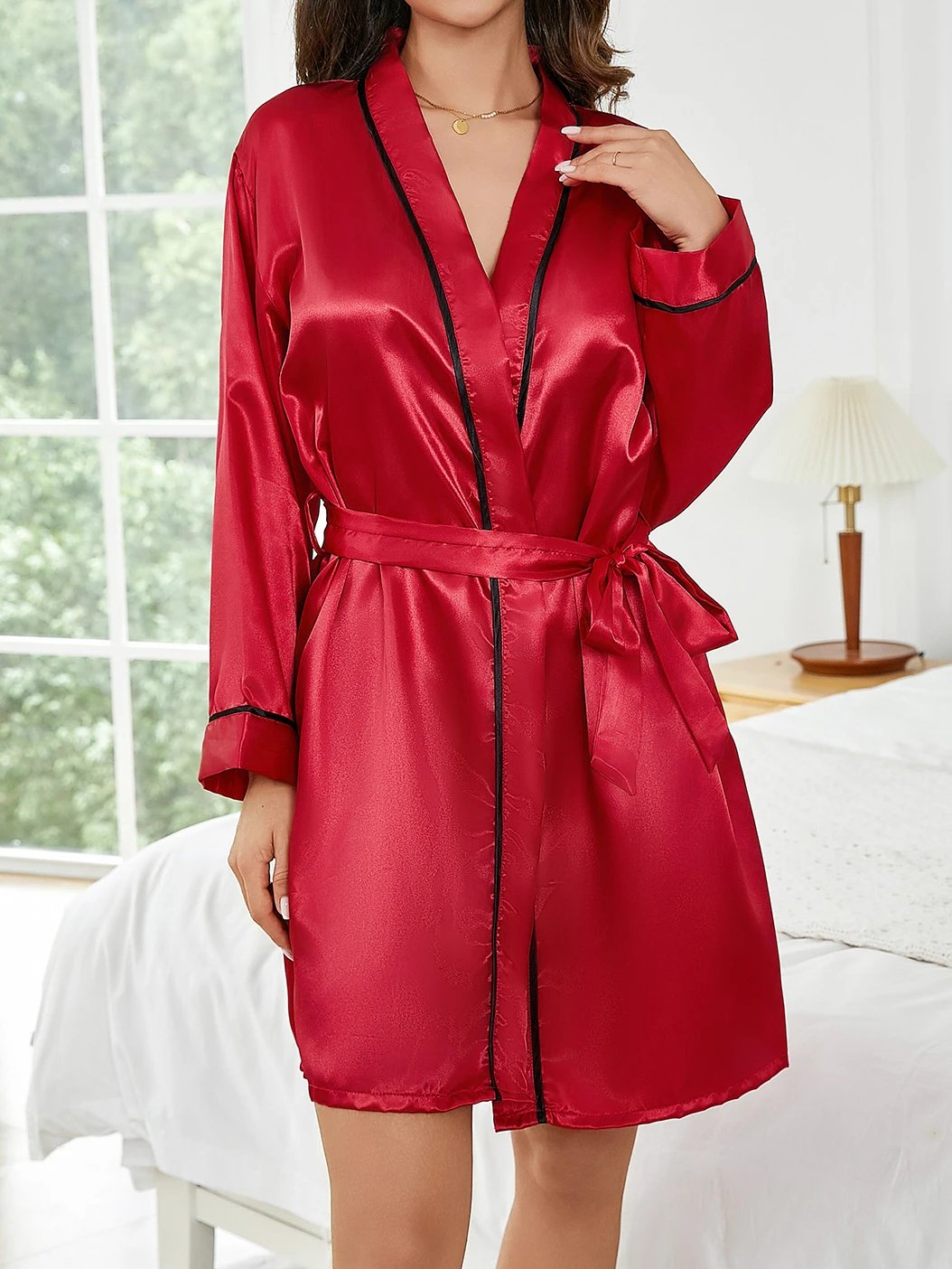 Pure Color Satin Short Robe – Women’s Sleepwear