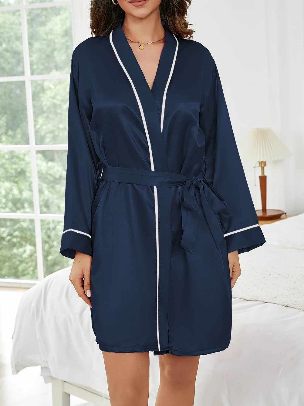 Pure Color Satin Short Robe – Women’s Sleepwear