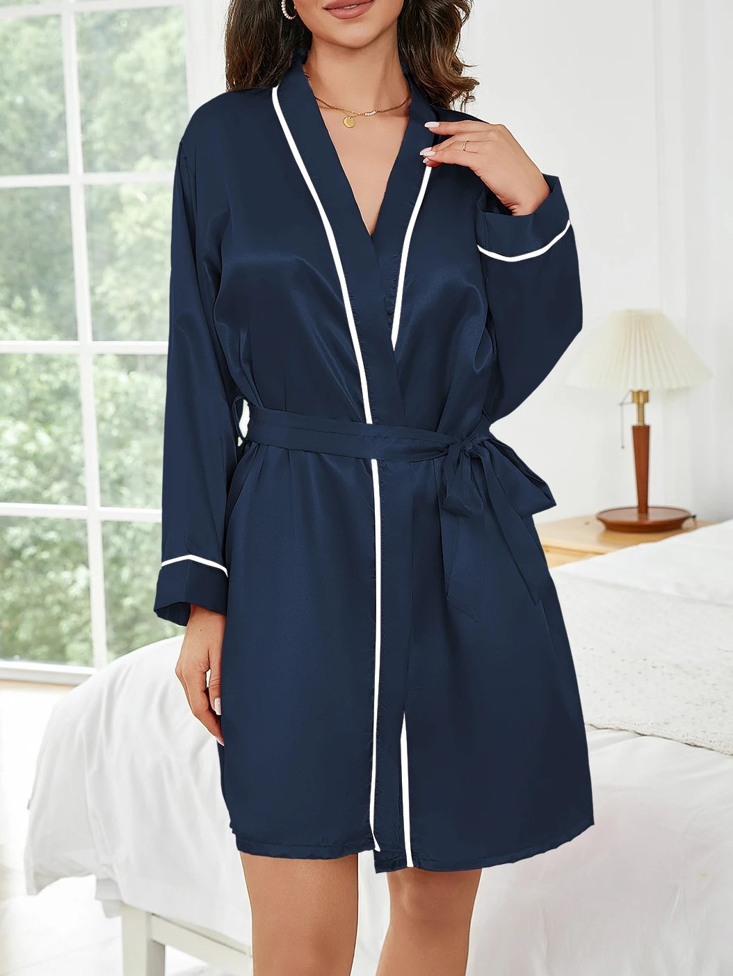 Pure Color Satin Short Robe – Women’s Sleepwear