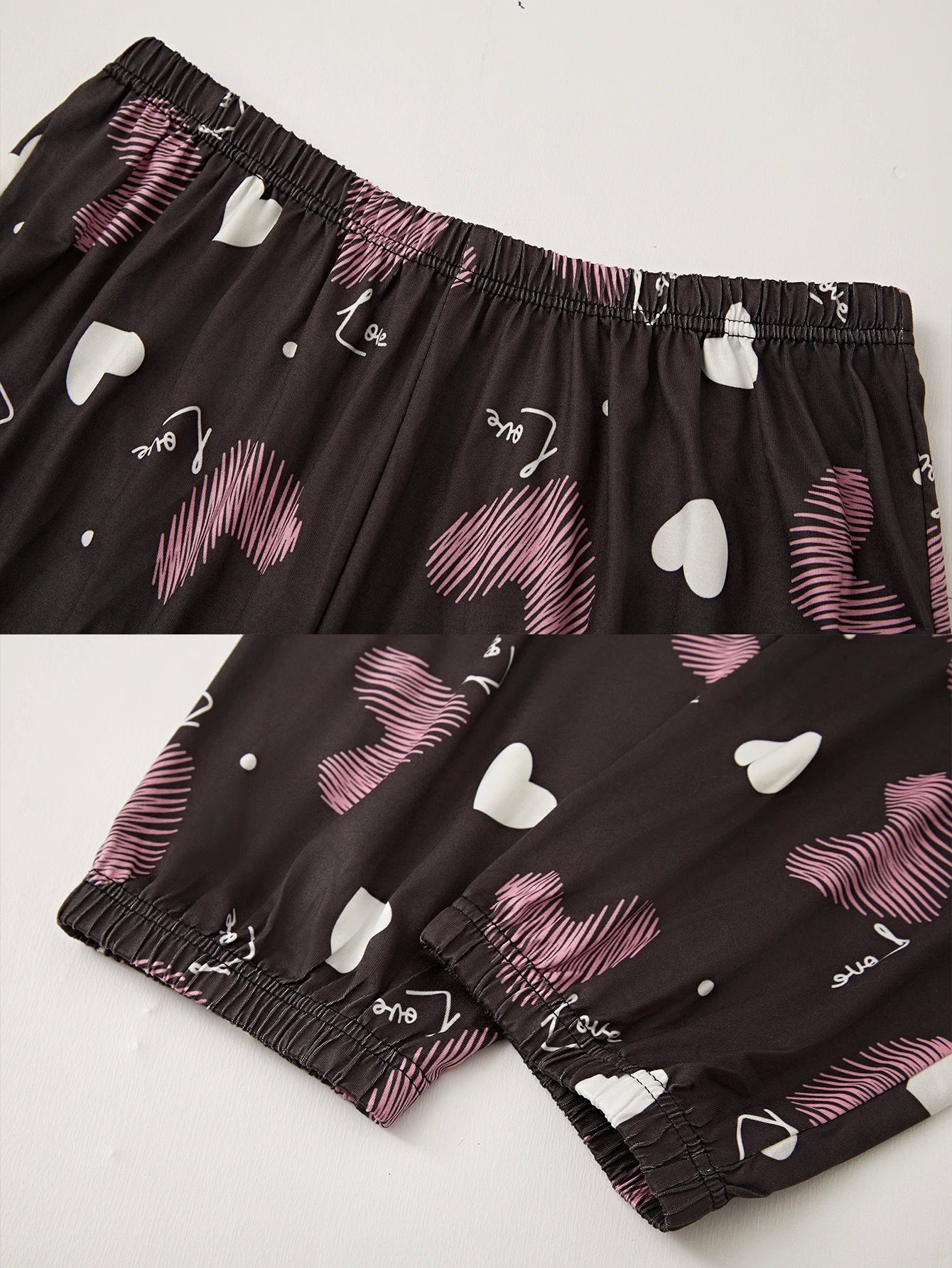 Short Sleeve Heart Print Pajama Set – Women’s Sleepwear