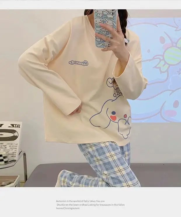 Cartoon Print Pajama Set for Women - Long Sleeve