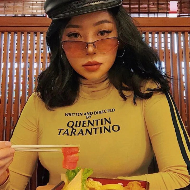 Quentin Tarantino Long Sleeve Graphic Crop Top Quentin Tarantino Long Sleeve Graphic Crop Top