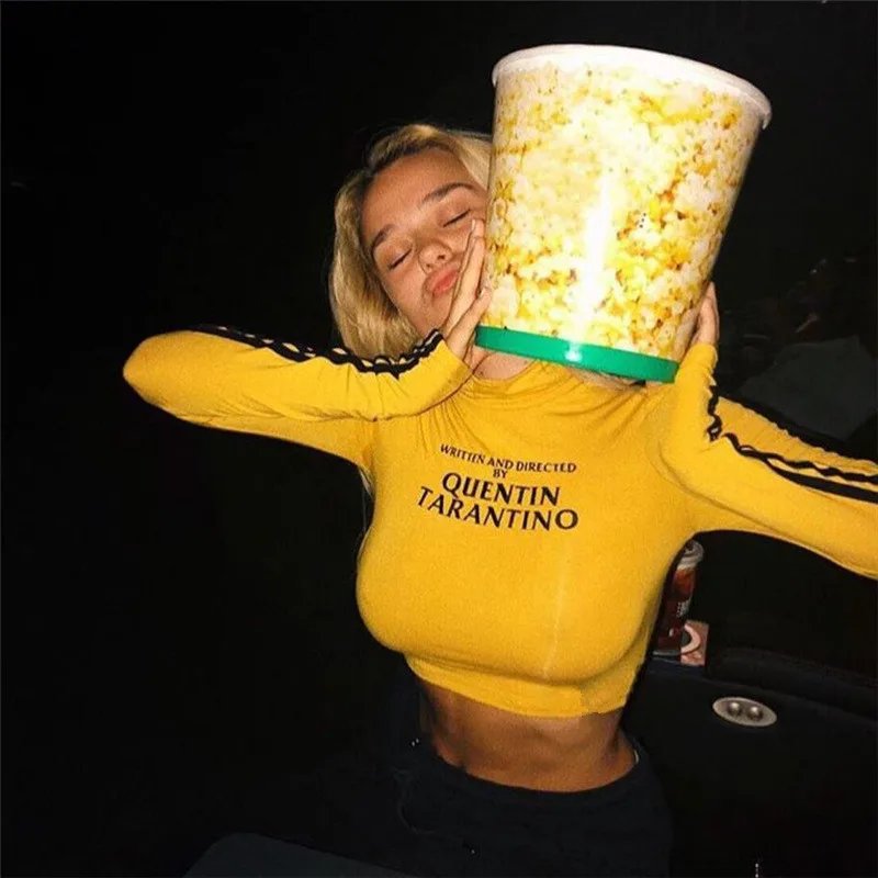 Quentin Tarantino Long Sleeve Graphic Crop Top Quentin Tarantino Long Sleeve Graphic Crop Top