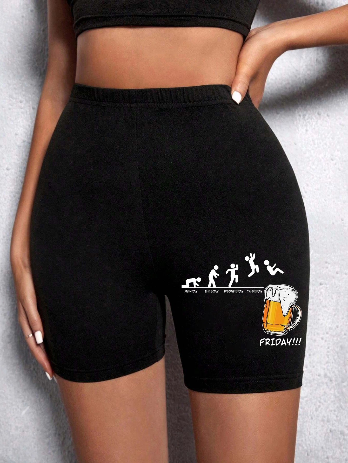 Women’s Graphic Biker Shorts – High Waist Sport Style