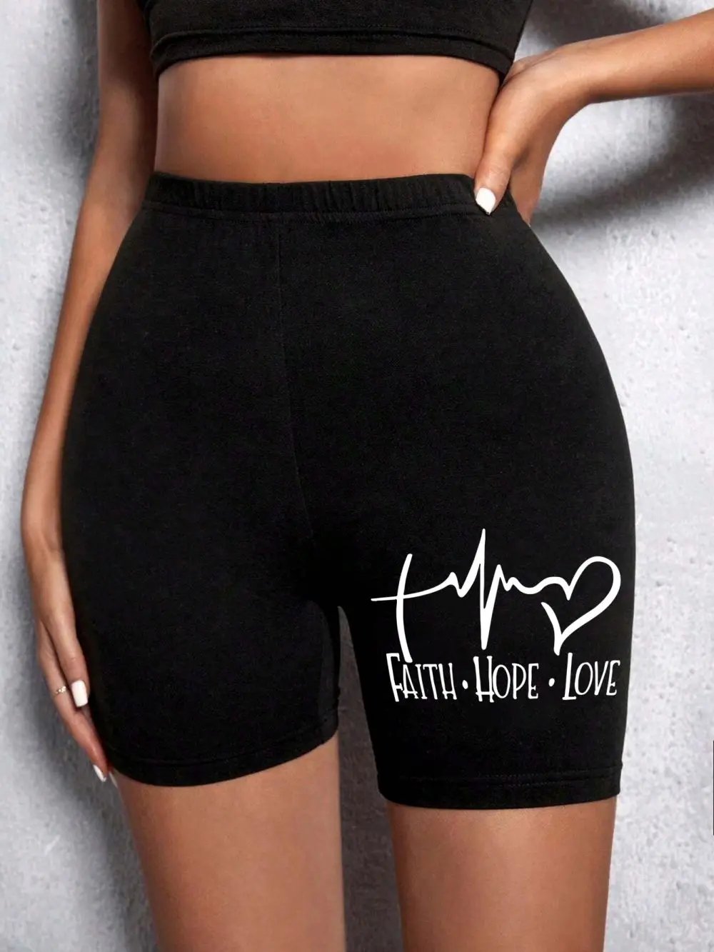 Women’s Graphic Biker Shorts – High Waist Sport Style