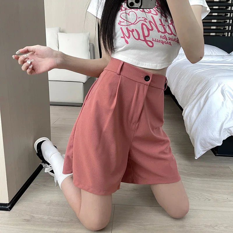 Women High Waist Wide Leg Office Shorts Women High Waist Wide Leg Office Shorts