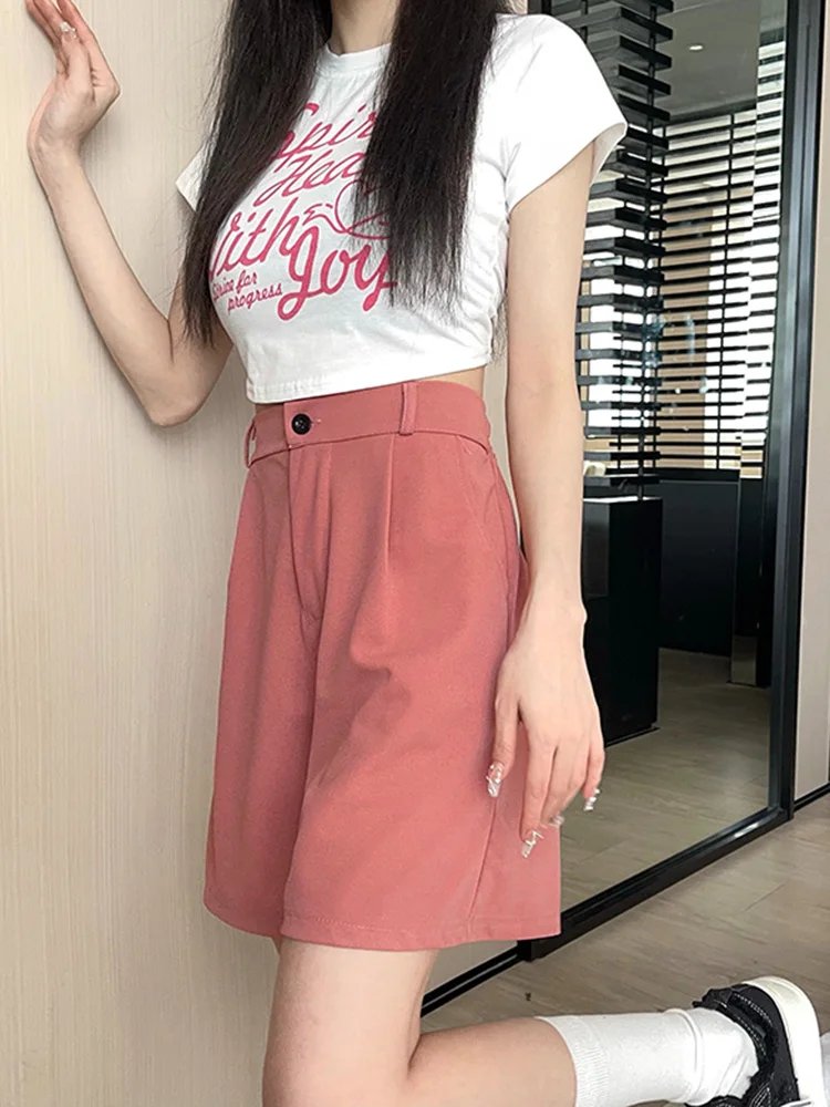 Women High Waist Wide Leg Office Shorts Women High Waist Wide Leg Office Shorts