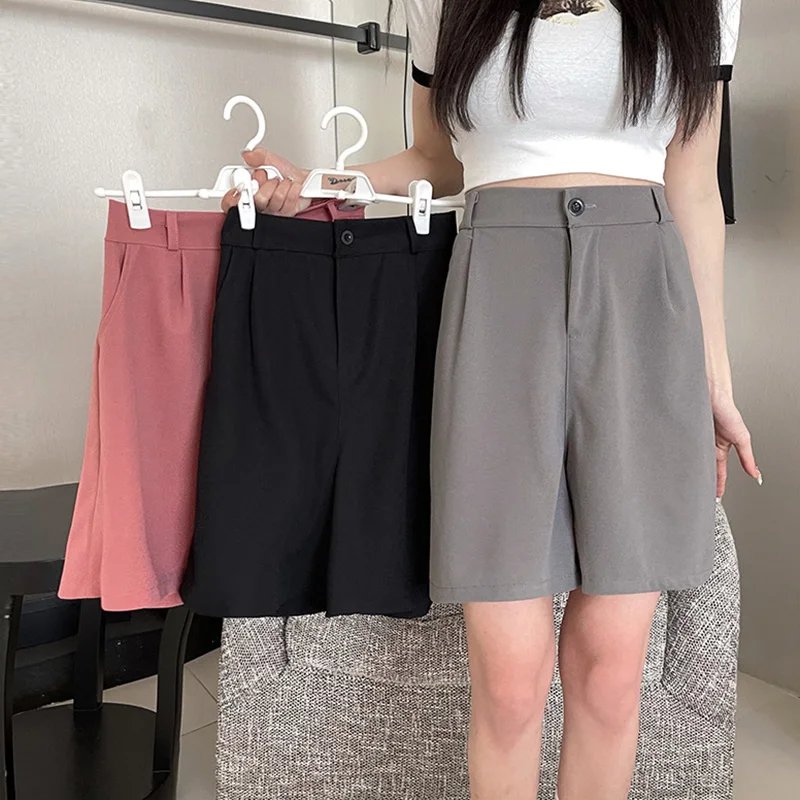 Women High Waist Wide Leg Office Shorts Women High Waist Wide Leg Office Shorts