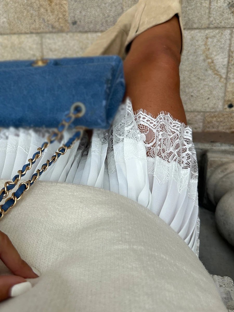 Pleated Lace Mini Skirt – Women’s High Waist Chic Style Pleated Lace Mini Skirt – Women’s High Waist Chic Style