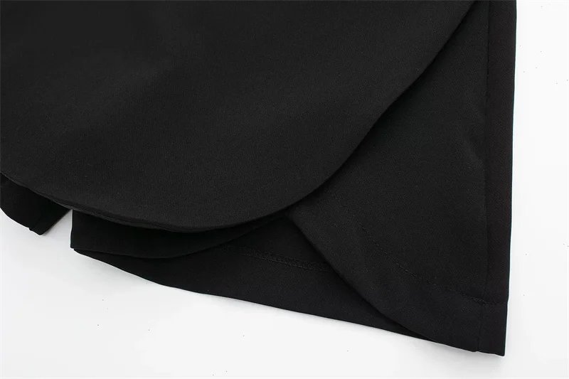 Black Asymmetric High Waist Mini Skirt with Shorts Black Asymmetric High Waist Mini Skirt with Shorts