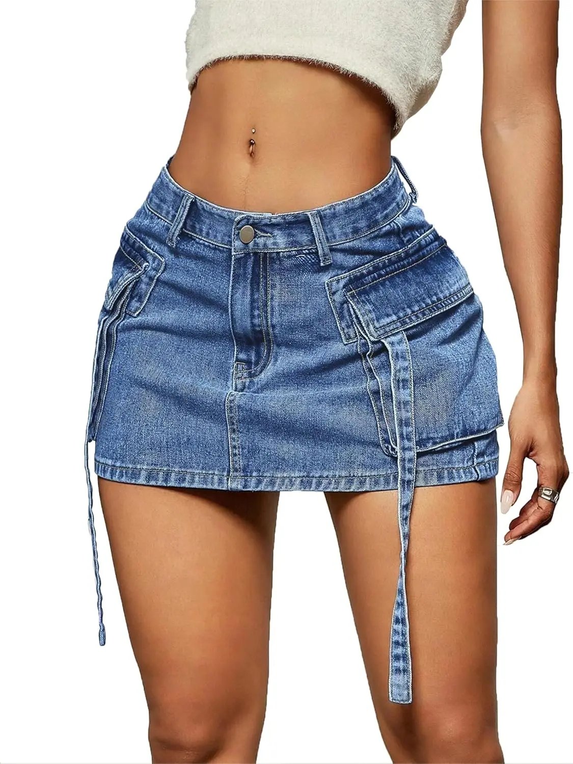 Y2K Cargo Denim Mini Skirt with Pockets for Women Y2K Cargo Denim Mini Skirt with Pockets for Women