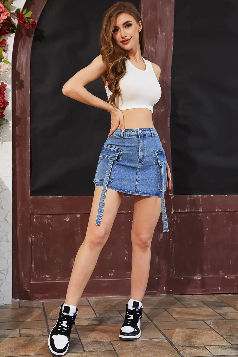 Y2K Cargo Denim Mini Skirt with Pockets for Women Y2K Cargo Denim Mini Skirt with Pockets for Women