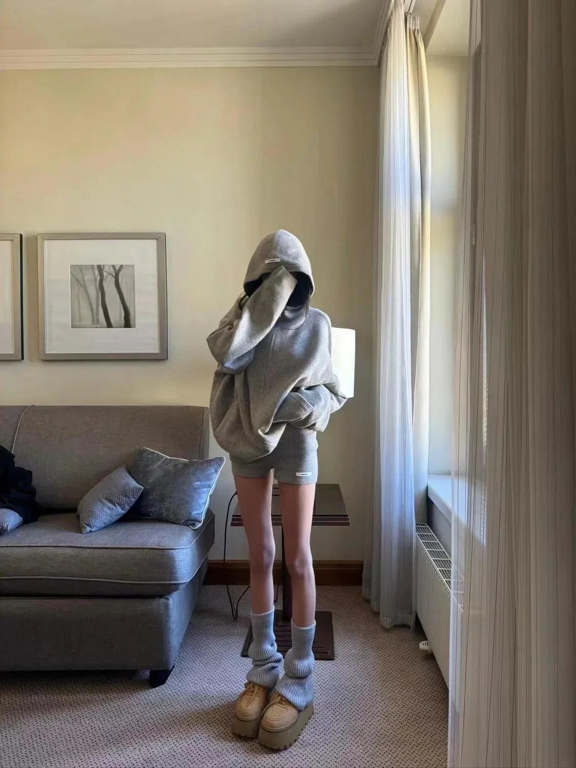 Y2K Two-Piece Hoodie and Shorts Set for Women