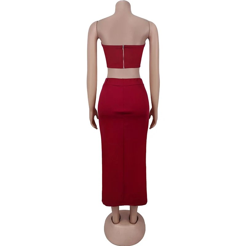 Sexy Strapless Bandage 2-Piece Dress Set Sexy Strapless Bandage 2-Piece Dress Set