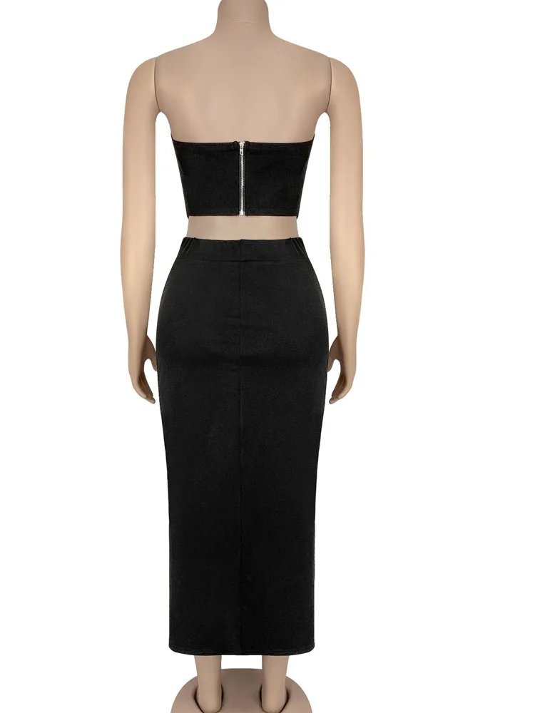 Sexy Strapless Bandage 2-Piece Dress Set Sexy Strapless Bandage 2-Piece Dress Set