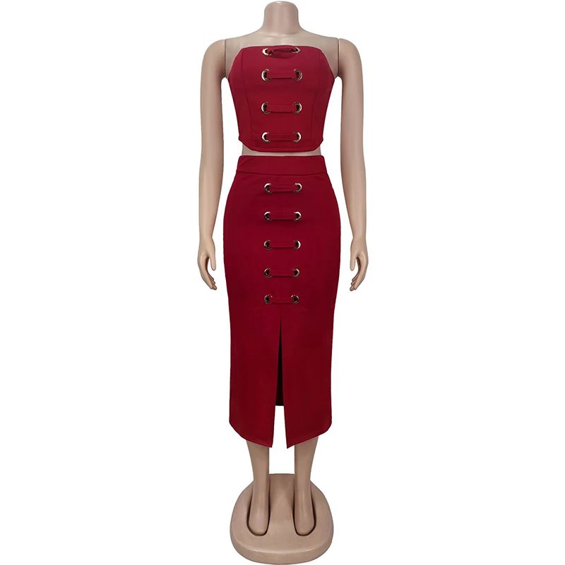 Sexy Strapless Bandage 2-Piece Dress Set Sexy Strapless Bandage 2-Piece Dress Set