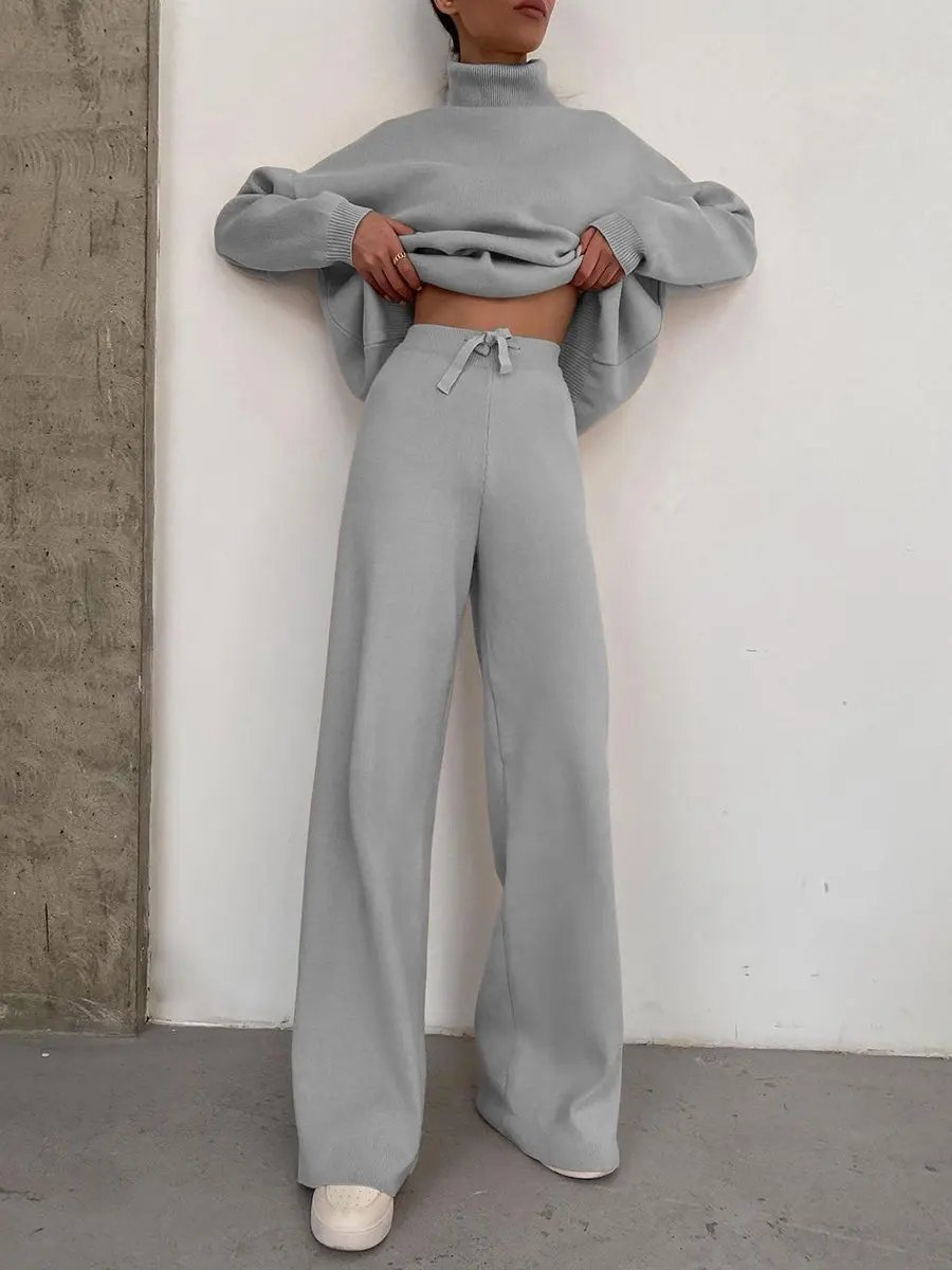 Women’s Knit Sweater & Wide Leg Pants Set