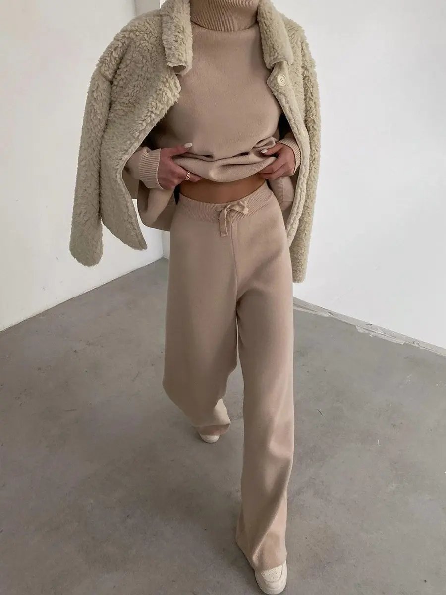 Women’s Knit Sweater & Wide Leg Pants Set
