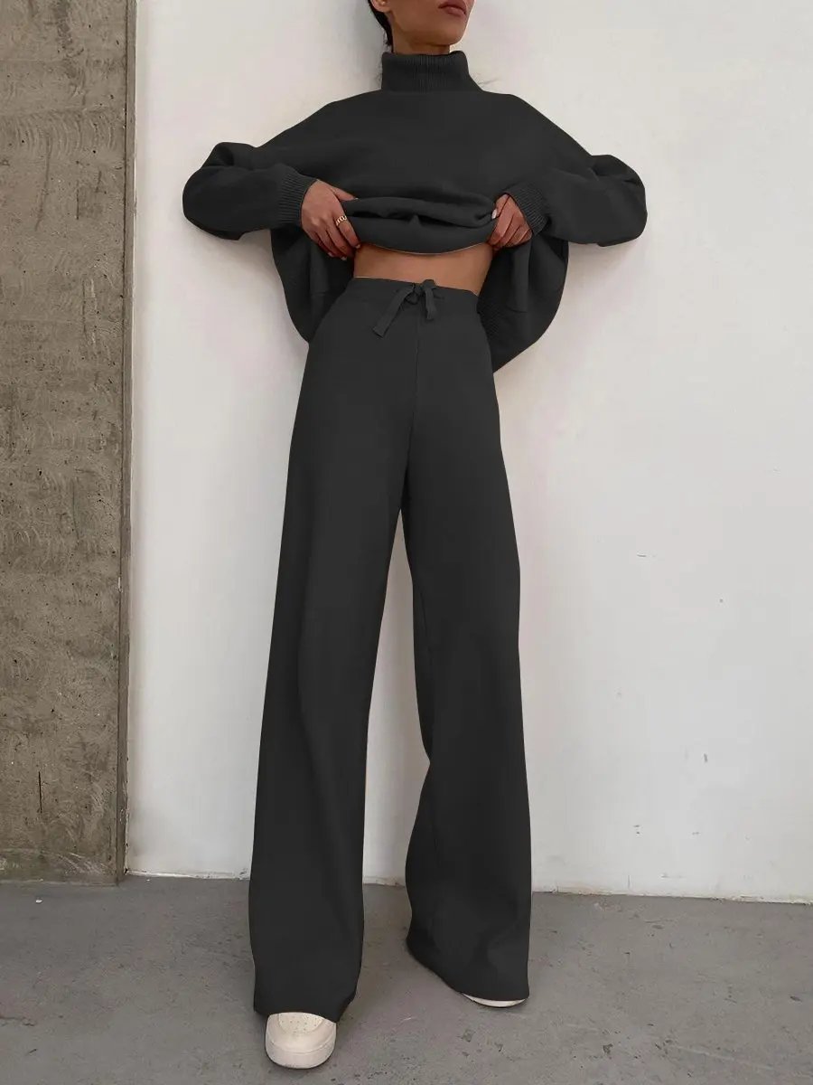 Women’s Knit Sweater & Wide Leg Pants Set