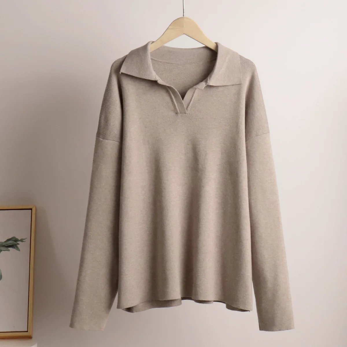 Women’s Knit Polo Sweater & Wide Leg Pants Set