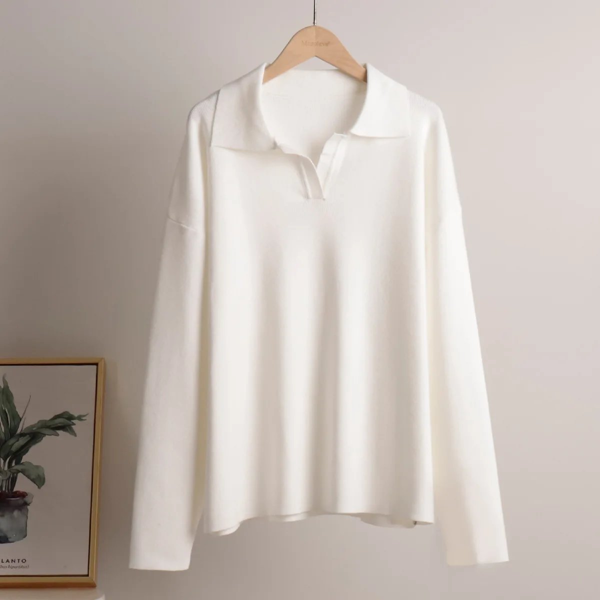 Women’s Knit Polo Sweater & Wide Leg Pants Set