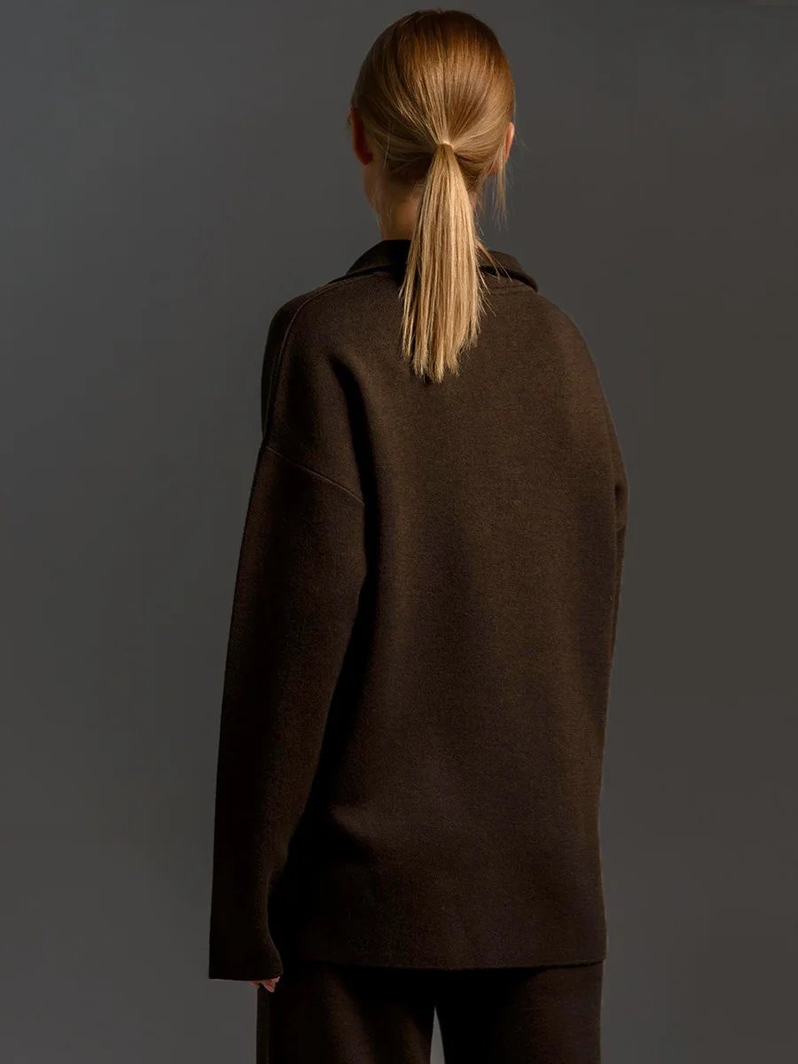 Women’s Knit Polo Sweater & Wide Leg Pants Set