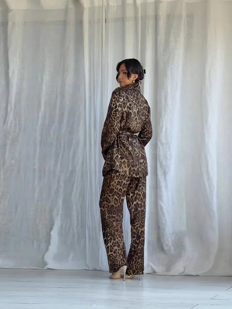 Leopard Print Co-ord Set with Jacket & Pants