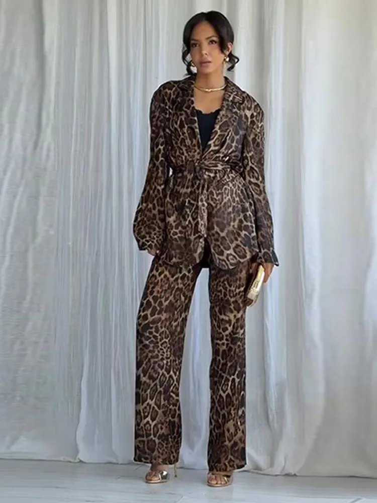 Leopard Print Co-ord Set with Jacket & Pants