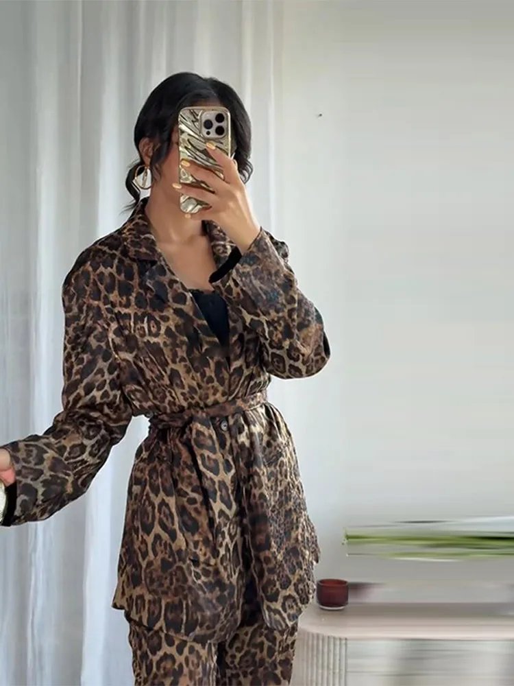 Leopard Print Co-ord Set with Jacket & Pants