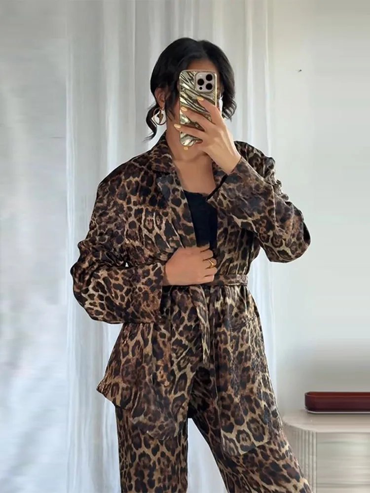 Leopard Print Co-ord Set with Jacket & Pants