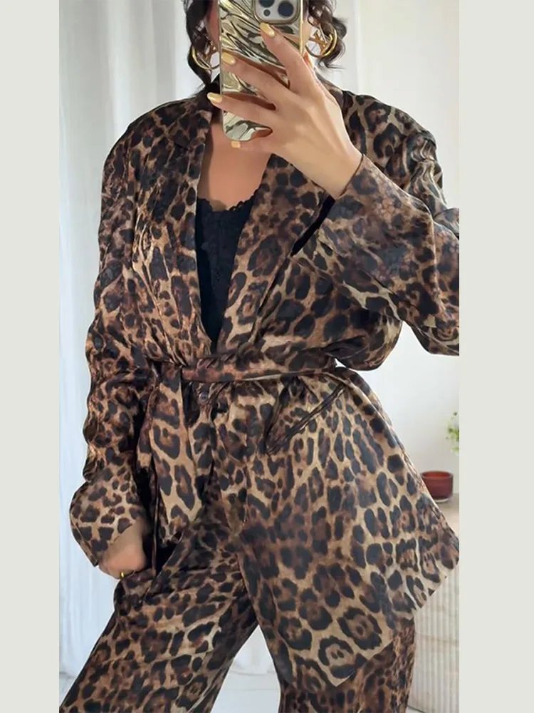 Leopard Print Co-ord Set with Jacket & Pants