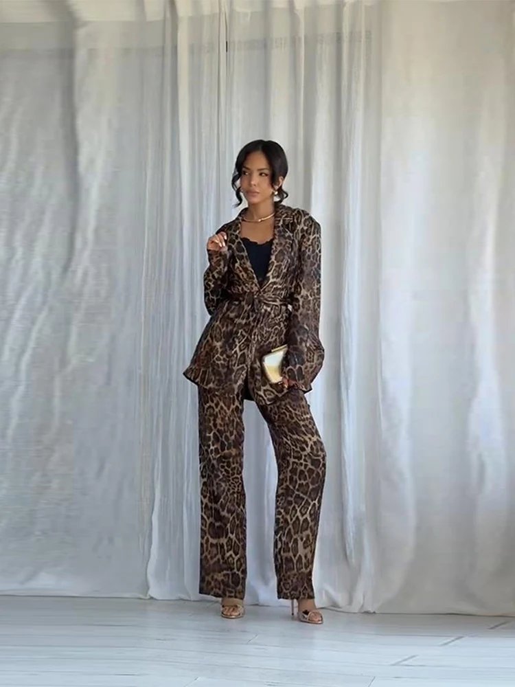 Leopard Print Co-ord Set with Jacket & Pants