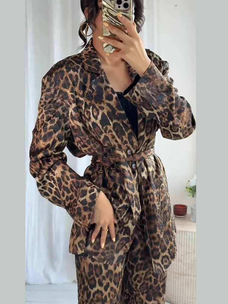Leopard Print Co-ord Set with Jacket & Pants