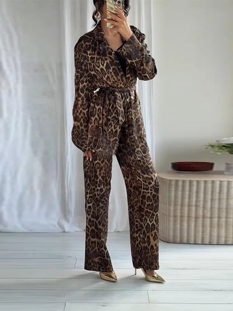 Leopard Print Co-ord Set with Jacket & Pants